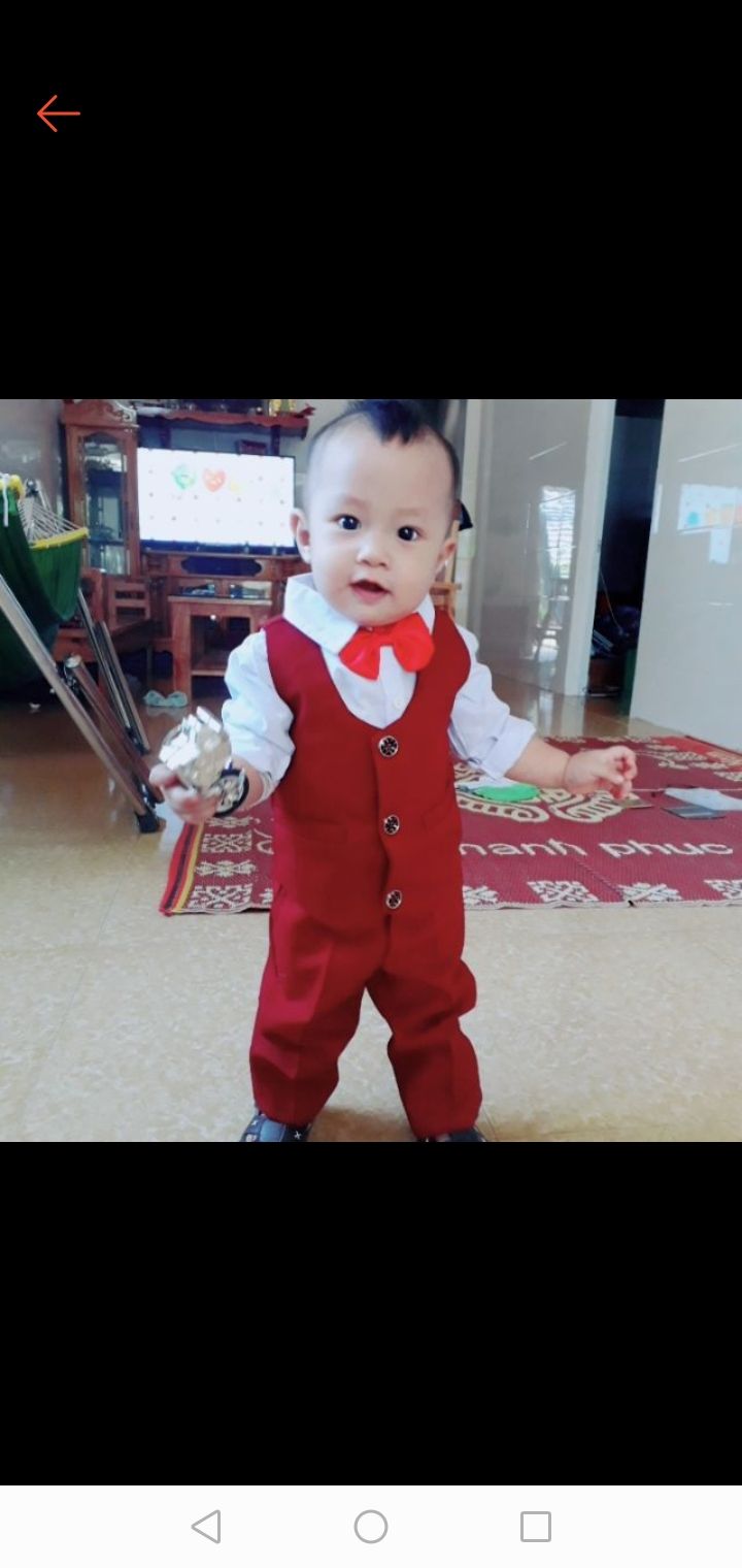 Bộ gile âu, vest bé trai - Màu đỏ đô