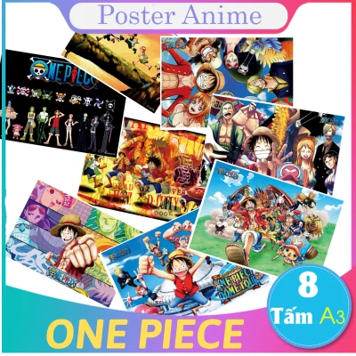 [Giấy Xịn] Set 8 tấm tranh poster A3 ONE PIECE anime siêu chất