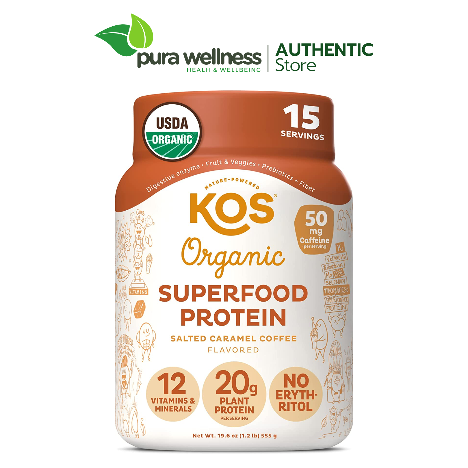 Bột KOS Salted Caramel Coffee Protein Powder 555g