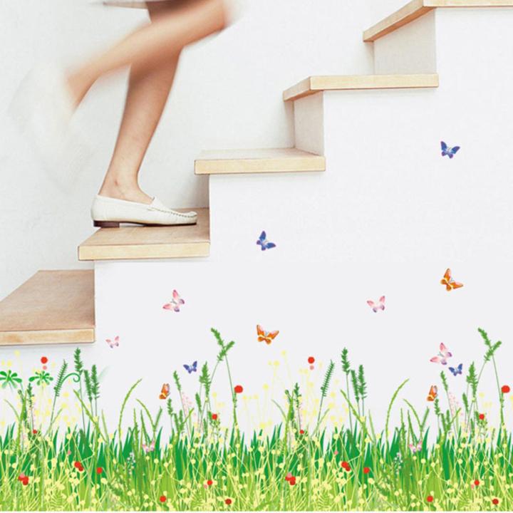Decal dán chân tường cây cỏ và bướm vui nhộn cho bé Sticker Tranh Dán Tường AY7151- Decal dán tường cây xanh ,Decal dán tường hoa lá