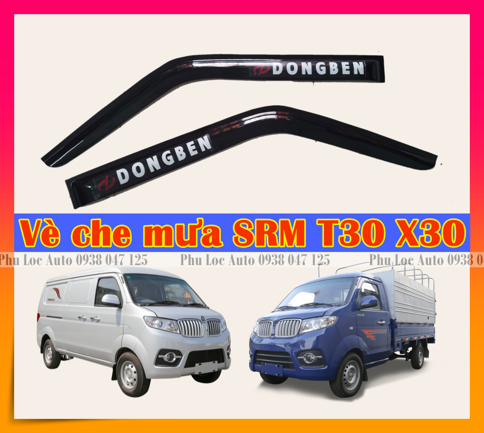 Vè che mưa kính cửa xe tải van dongben srm x30 v2 v5 4 cánh vè nhựa dày đẹp