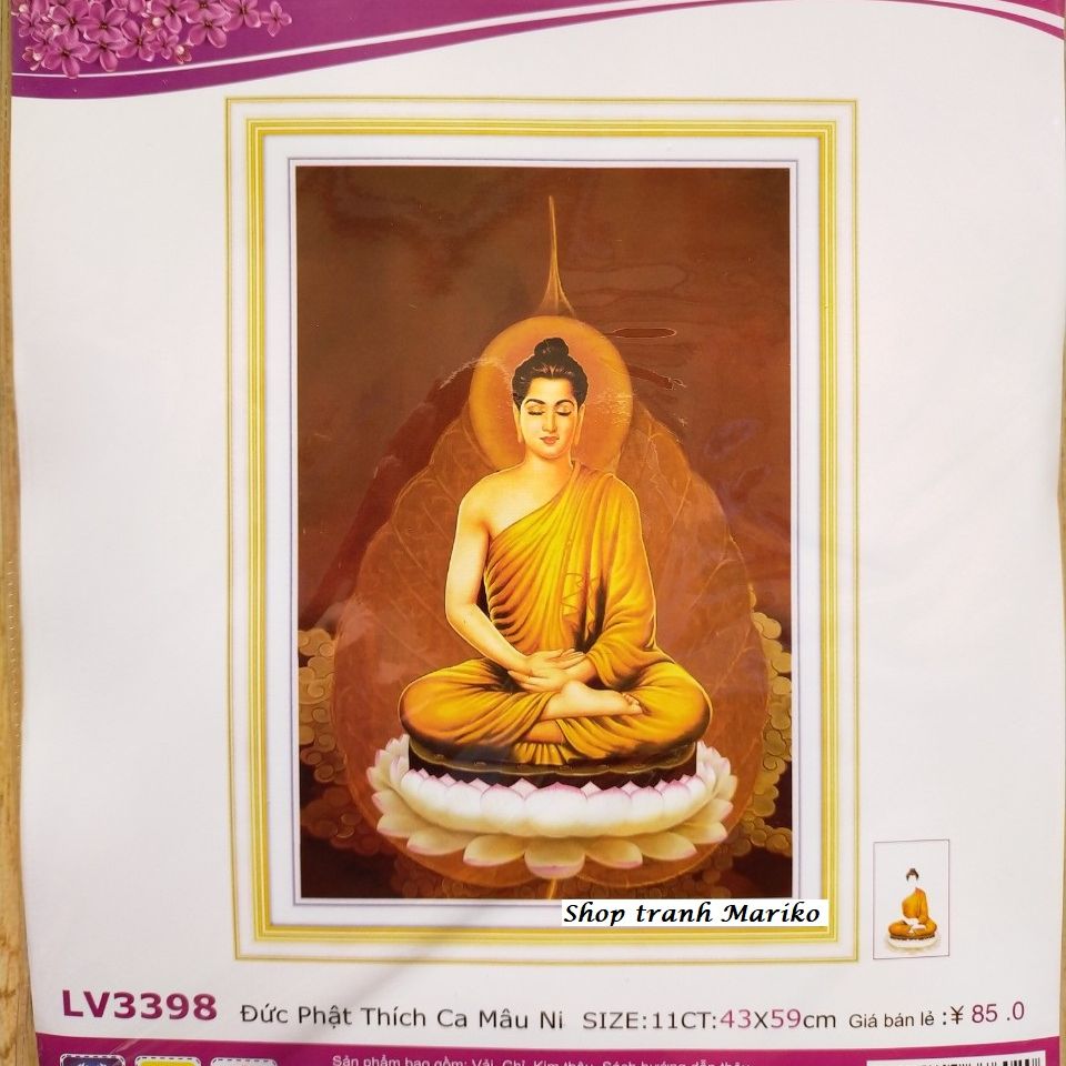 [HCM]Tranh thêu Phật Thích Ca Mâu Ni LV3398 kích thước 43 x 59 cm