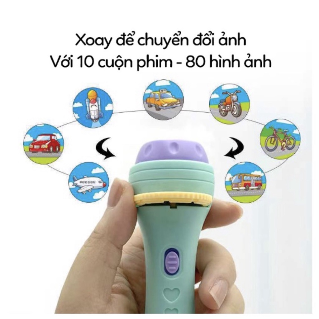Đèn pin chiếu hình đủ bộ 80 hình ảnh cho bé