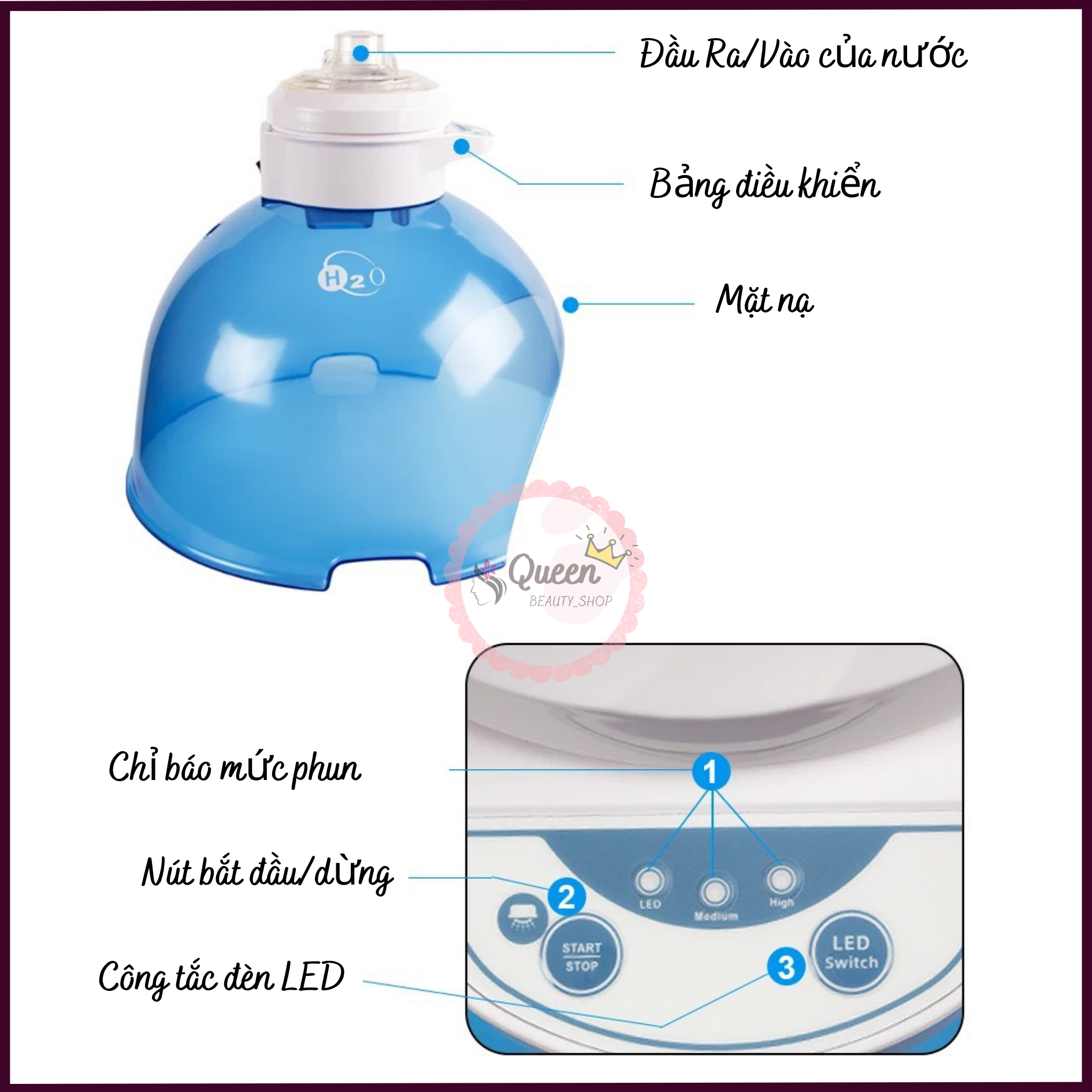 Máy phun Oxy trẻ hoá da | Máy hấp trắng da mặt Hydro H2O