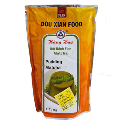 Bột Pudding hương matcha Hàng Huy (mẫu mới Douxian) gói 1kg Pudding trà sữa, topping, flan