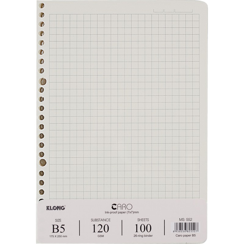 [DA ĐEN] Ruột Sổ Còng B5 Caro (7x7)mm - 100 tờ; MS: 552