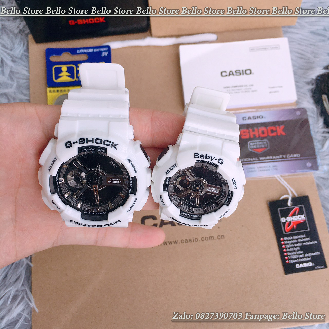Đồng hồ thể thao nam G-Shock GA-110GW-7A ( TRẮNG MẶT ĐEN) Có Baby-g và đôi nam nữ + Made in JAPAN, chống nước 200M, Tặng kèm pin dự phòng, Bảo hành 12 tháng - BELLO Store