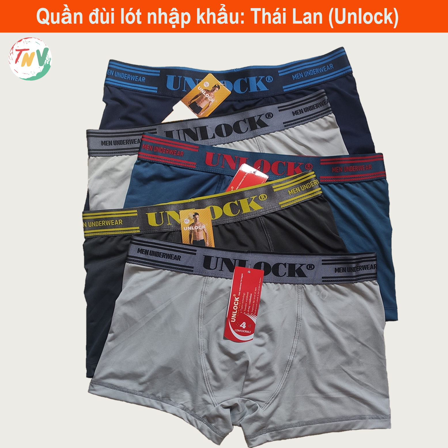 Combo 5 quần lót Nam Boxer Thái Lan (UNLOCK) Chất Lượng