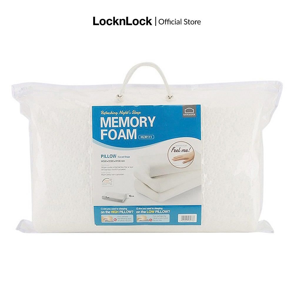 Gối cong Memory Foam Lock&Lock HLW111 chất liệu mút hoạt tính đặc biệt thiết kế cong theo đầu và gáy bảo vệ cột sống (50x30x10cm)