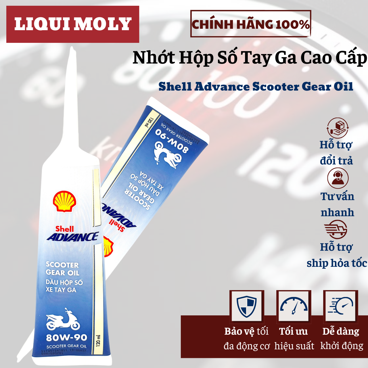 Nhớt hộp số xe tay ga shell thailand advance scooter gear 80w90 120ml