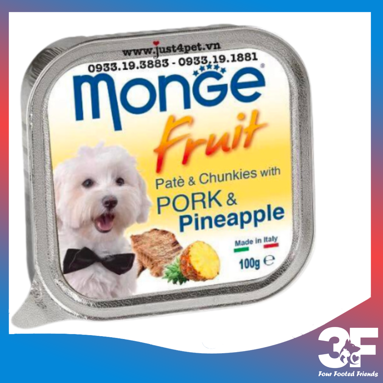 Pate Thức Ăn Ướt Monge Fruit Cho Chó Mọi Lứa Tuổi - Khay 100G