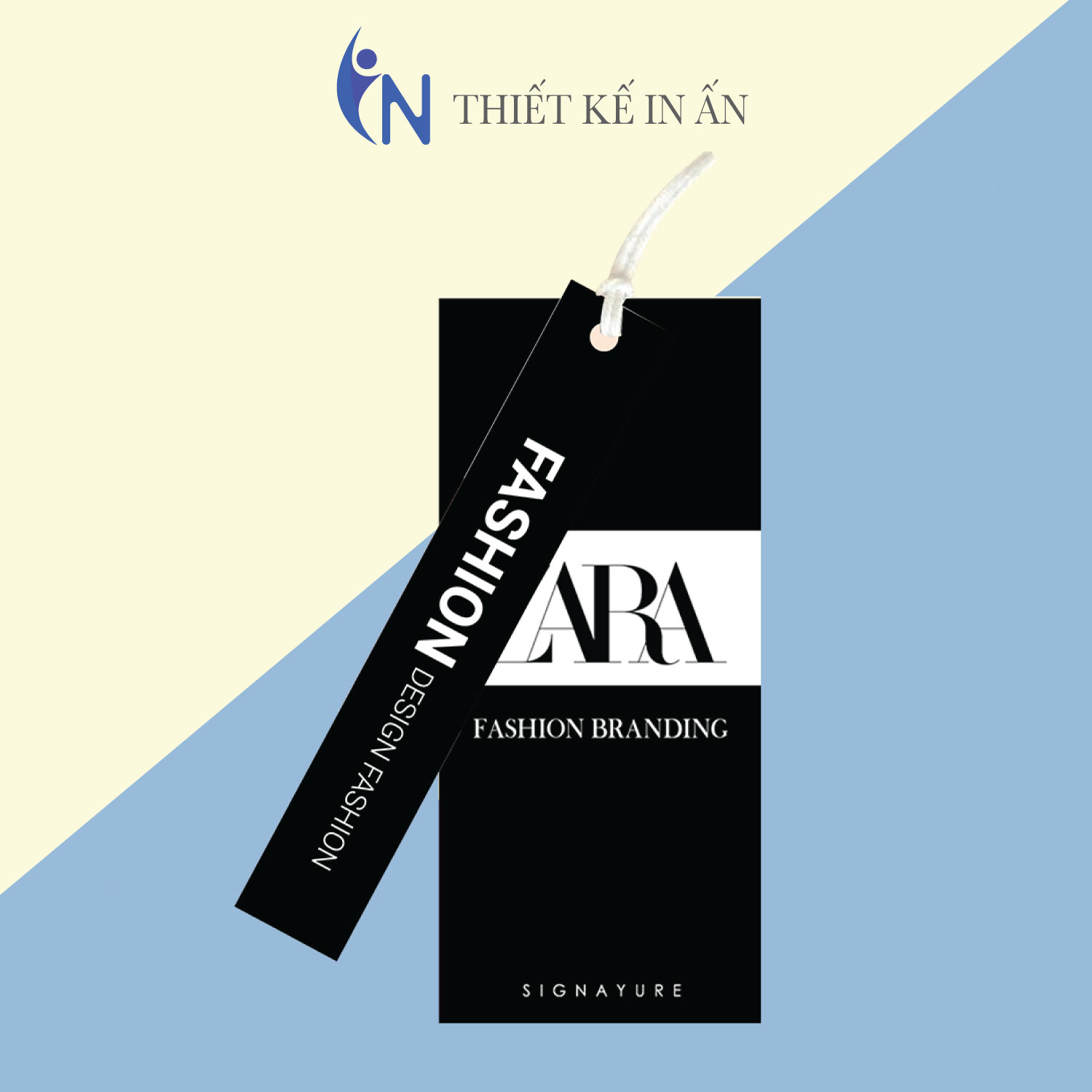 [HCM]Mác quần áo Tag nhãn quần áo  IN GIÁ RẺ cho shop bán hàng quần áo thời trang bìa cứng cán màng chất lượng cao- Set Gói 100 bộ - size 3.6x9cm và 1.5x9cm