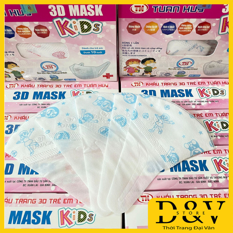 Giá bán Khẩu trang 3D Mask Trẻ Em (Trẻ từ 1-10 tuổi) hộp 50 cái kháng khuẩn, có Logo, tem niêm phong, đạt tiêu chuẩn ISO và kiểm định Bộ Y Tế, Khẩu trang y tế 3D Mask, Khẩu trang trẻ em