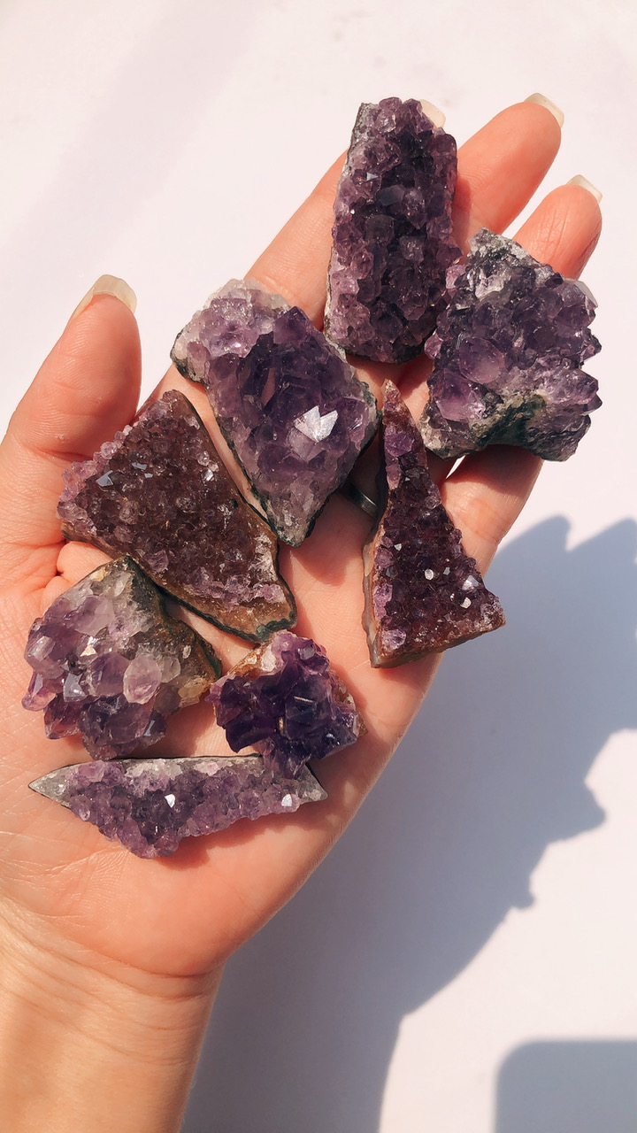 Purify & Cleanse Vỉ Đá Thạch Anh Tím Tinh Thể Mini Amethyst Cluster Healing Stone Medition Decoration Phong Thuỷ Trang Trí Nhà Cửa