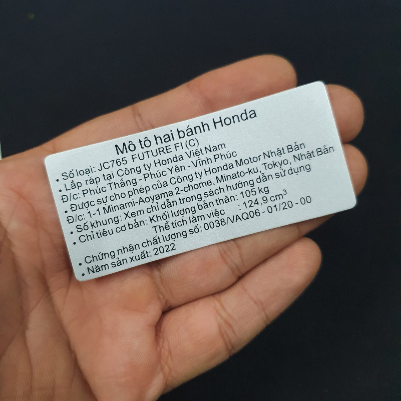Trọn bộ tem thông số mẫu ZIN xe FUTURE 125/ FUTURE Fi