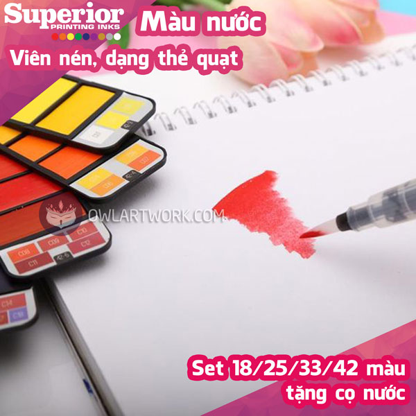 Màu Nước Dạng Nén Superior – Set 18 màu