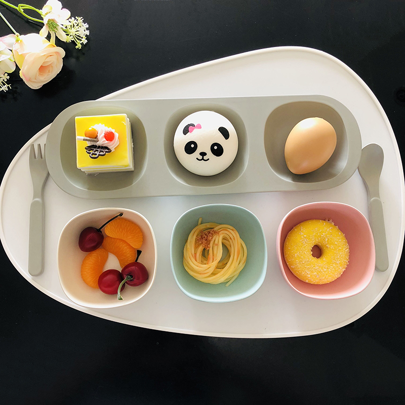 Khay ăn dặm sợi tre 3 ngăn cho bé (không bao gồm bát, thìa dĩa)