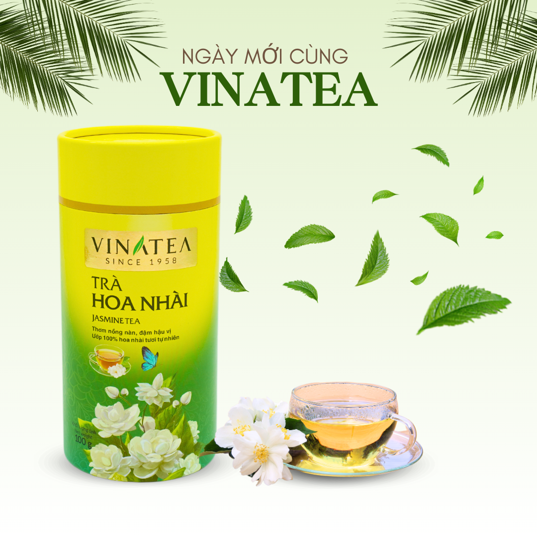 Trà Vinatea ướp nhài tự nhiên lon 100g
