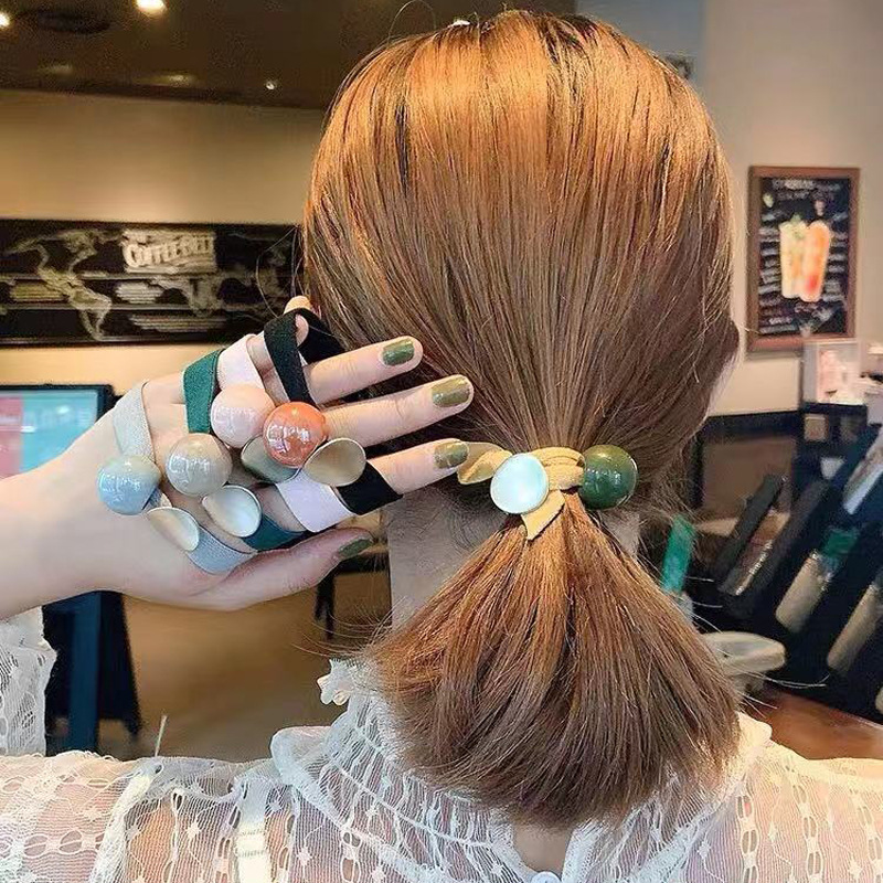 1 Dây Cột Tóc Bản To Đính Đá, Chun Buộc Tóc Nữ Hàn Quốc