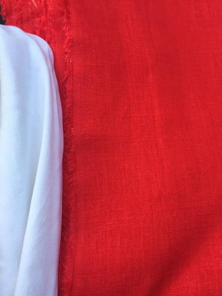 Vải linen tưng gân màu đỏ tươi