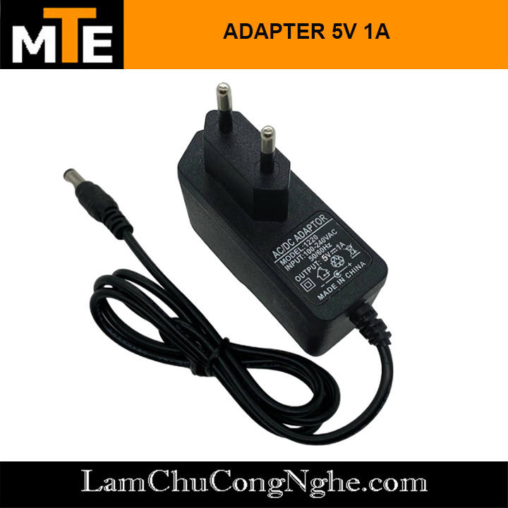 Nguồn adapter 5V 1A, 2A jack DC 5.5 x 2.1 mm