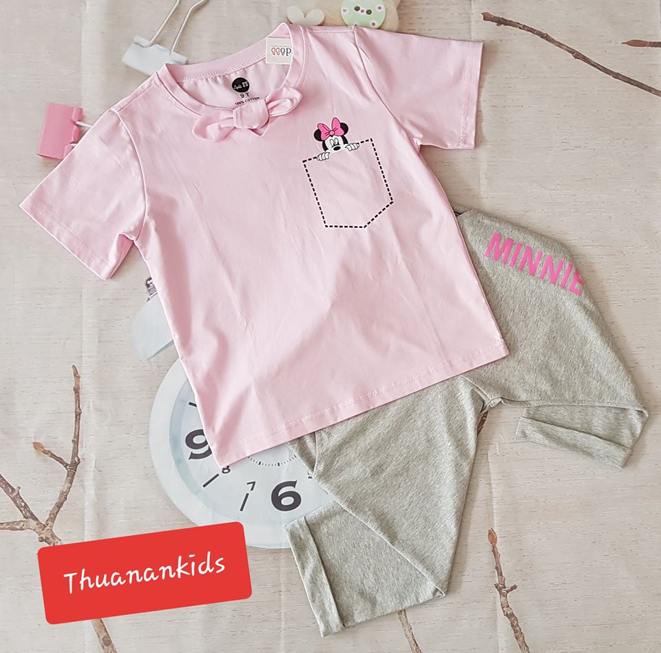 Bộ cotton ngắn tay bé gái Lydo BB