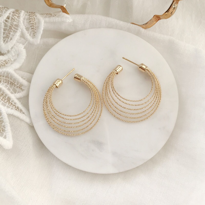 Bông tai khoen tròn layer phong cách Hàn Quốc - B1369