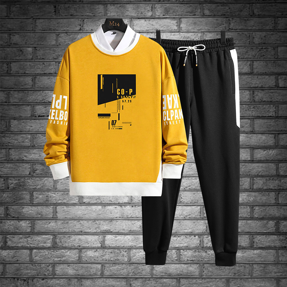 [Freeship MAX] Bộ Quần Áo Sweater Nam Dài Tay Cổ Tròn Họa Tiết Chữ CO-P Phong Cách Trẻ Trung Cá Tính Sành Điệu Rich Man QA NAM RM140