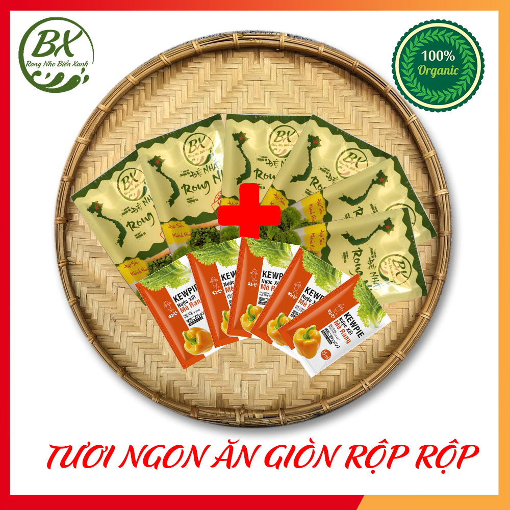 [GIẢM GIÁ] Rong nho tách nước, gói rong nở ra 120gr tặng thêm gói nước sốt mè rang 15ml, ăn kiêng tốt cho người tiểu đường, rong xanh, đẹp, không tanh, ngon, giòn