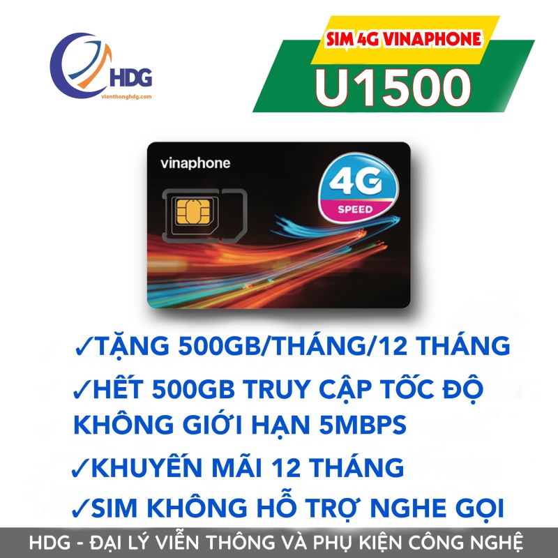 [HCM]Miễn phí 1 năm – SIM 4G Vinaphone tặng 500gb/tháng /12 tháng không nạp tiền - viễn thông HDG