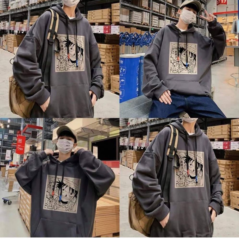 Áo nỉ hoodie họa tiêt hoạt hình