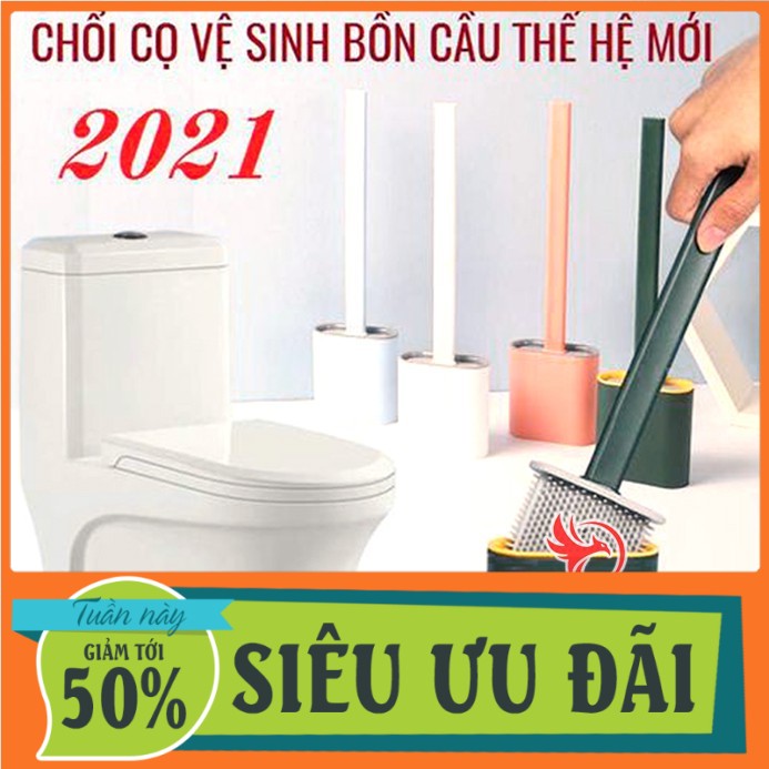 Bàn chải đánh rửa cọ nhà vệ sinh, bồn cầu đa năng có cán dài dễ dàng làm sạch mọi ngóc ngách trong toilet - Cây cọ chà toa lét siêu sạch bằng silicon có kèm ống đựng treo tường gọn gàng