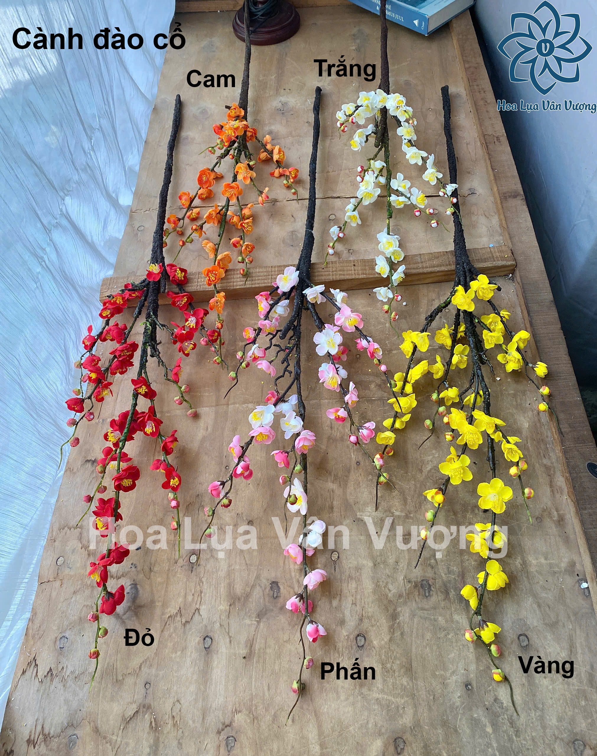 Hoa Giả, Hoa Lụa, Cành Đào Cổ Trang Trí Phòng