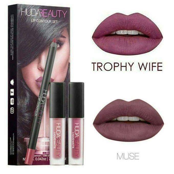 [HCM]Set son-HUDA BEAUTY LIP CONTOUR SET - TROPHY WIFE & MUSE