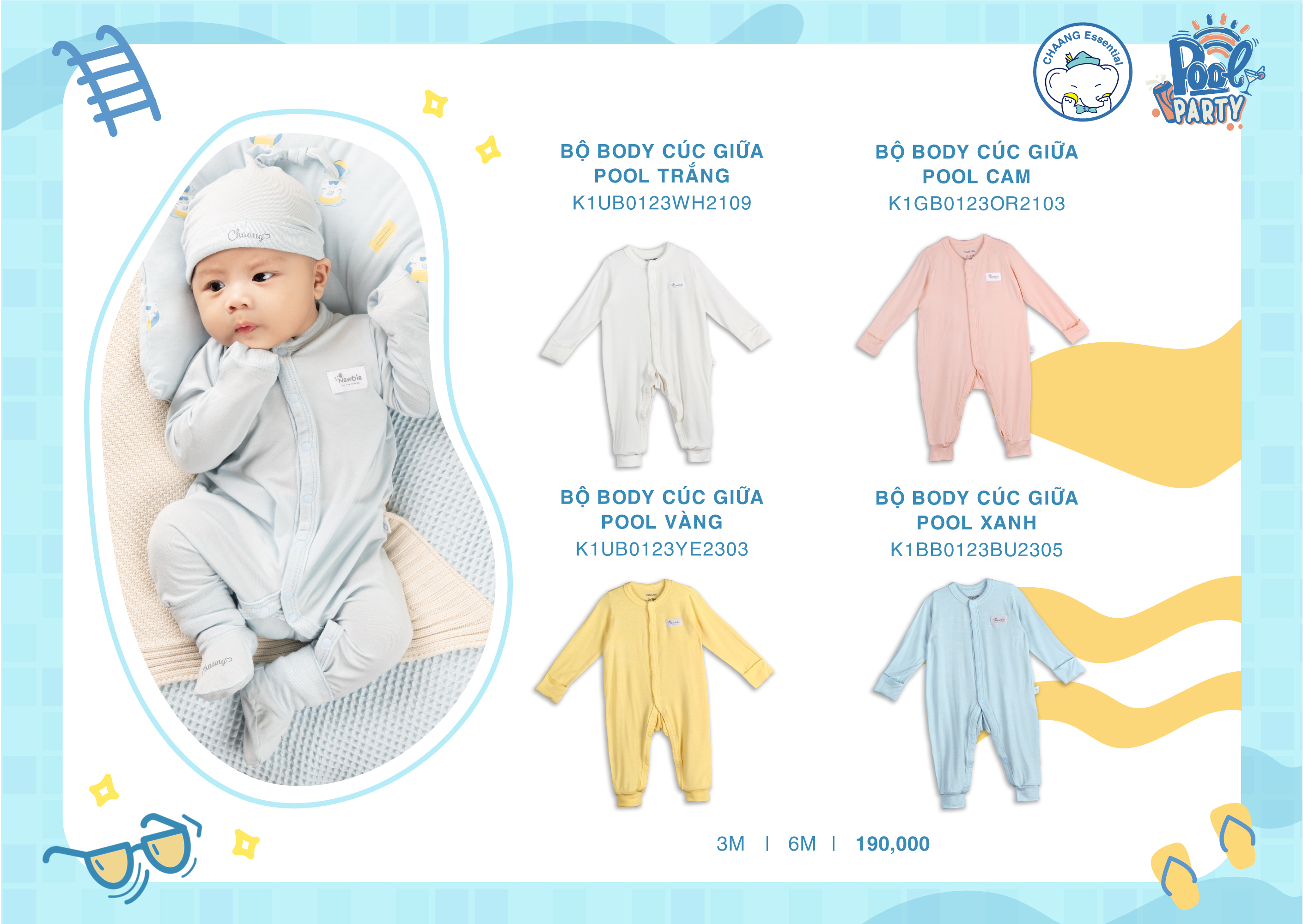 [CHAANG] Bộ body cúc sơ sinh giữa Pool Chaang