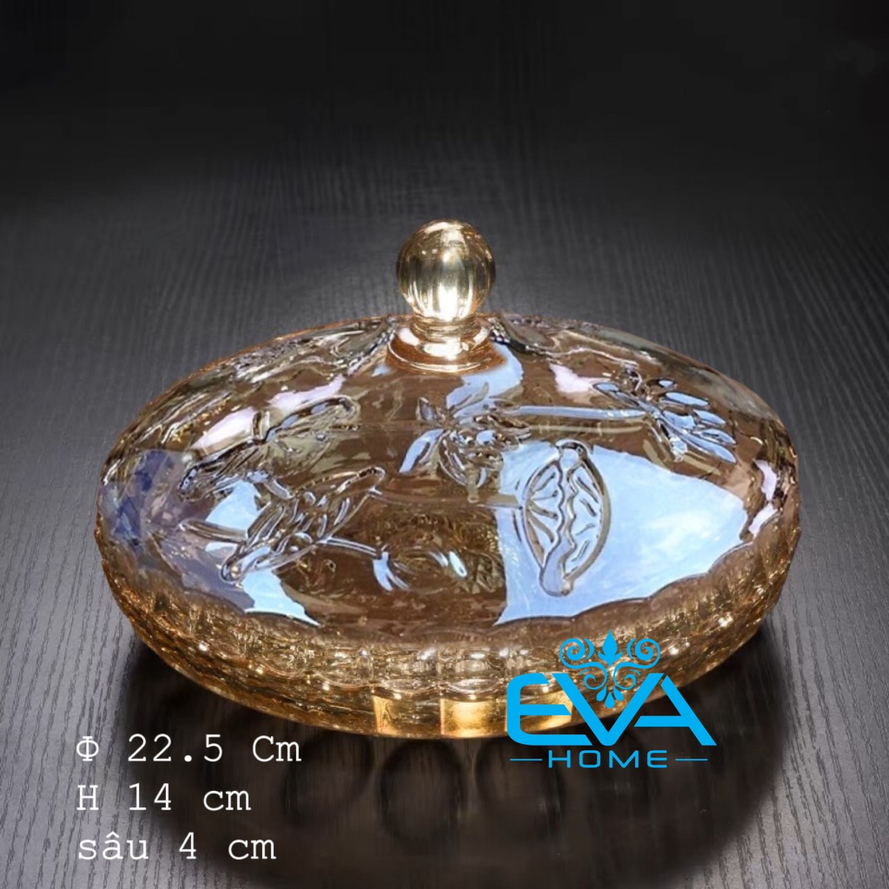 [HCM]Khay Đựng Mứt Thuỷ Tinh Pha Lê Chia Ngăn Hoạ Tiết Chấm Bi Trắng Cao Cấp / Thố Mứt Tết 520-9 M3169