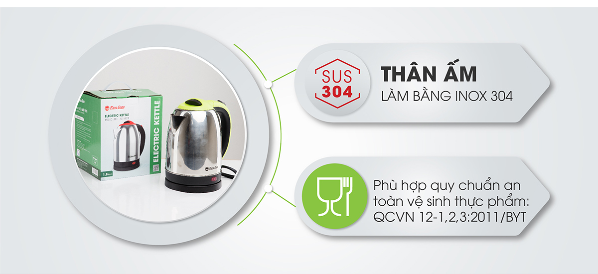Ấm điện siêu tốc 1,8 lít rạng đông
