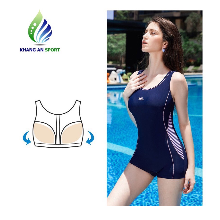 Women’s Low-rise one piece swimsuit casual YingFa Y1919 (attached chestpad)