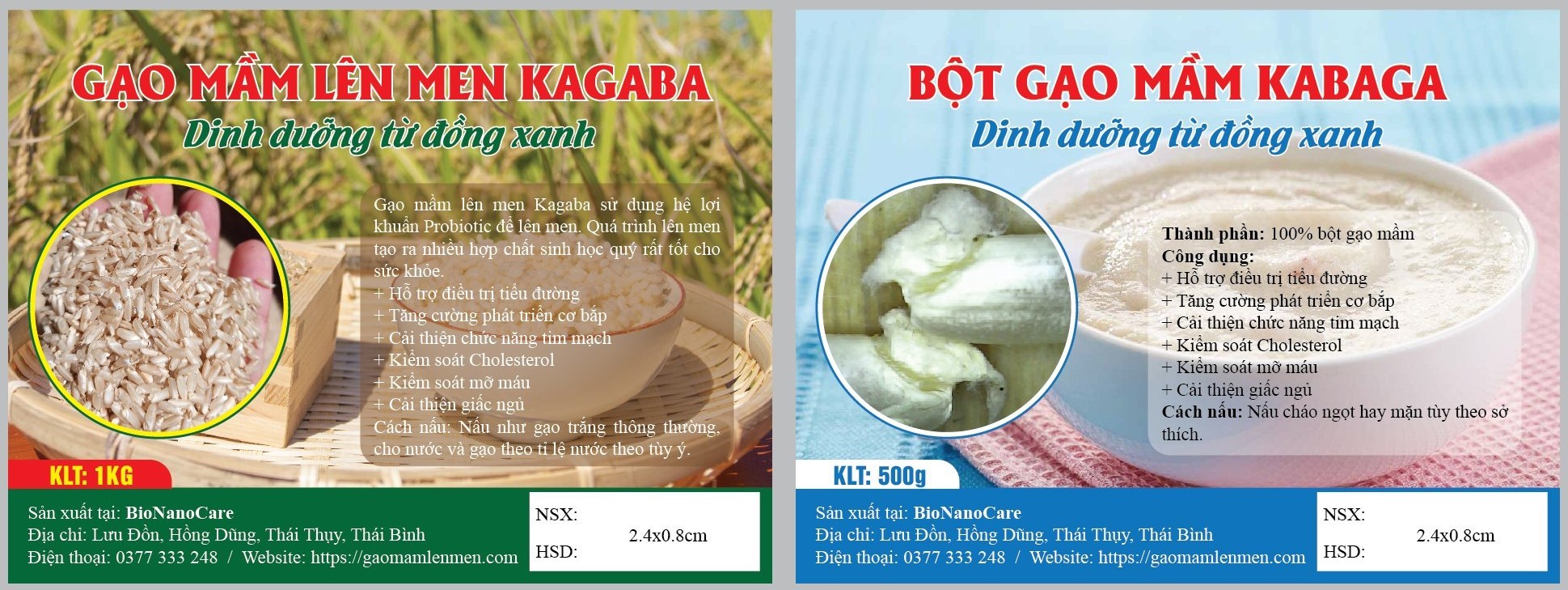 Combo Gạo mầm lên men Kagaba 1 kg + Bột Gạo mầm Kagaba 1 kg