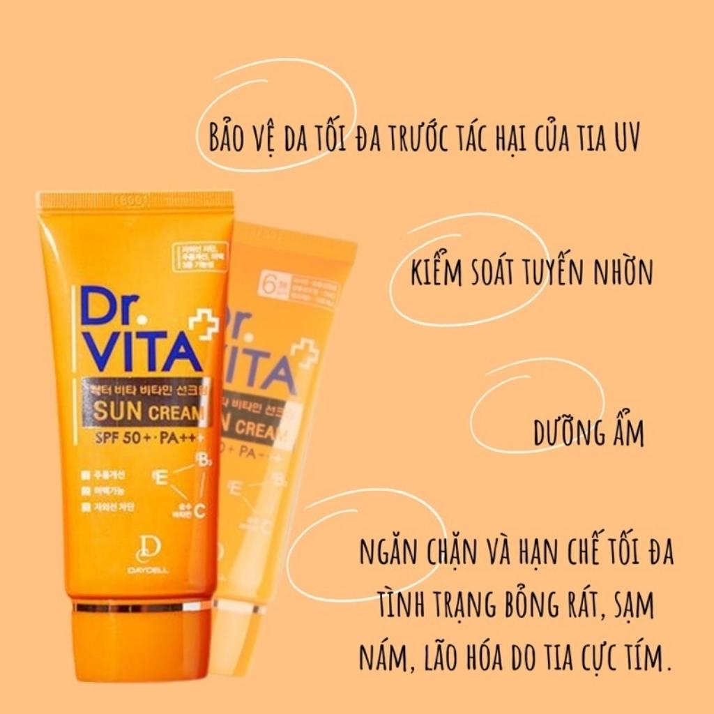 Kem chống nắng dược mỹ phẩm nâng tone, giảm nếp nhăn, dưỡng trắng da Daycell Dr.Vita Spf50/PA++++ 50ml Hàn Quốc - Chính hãng