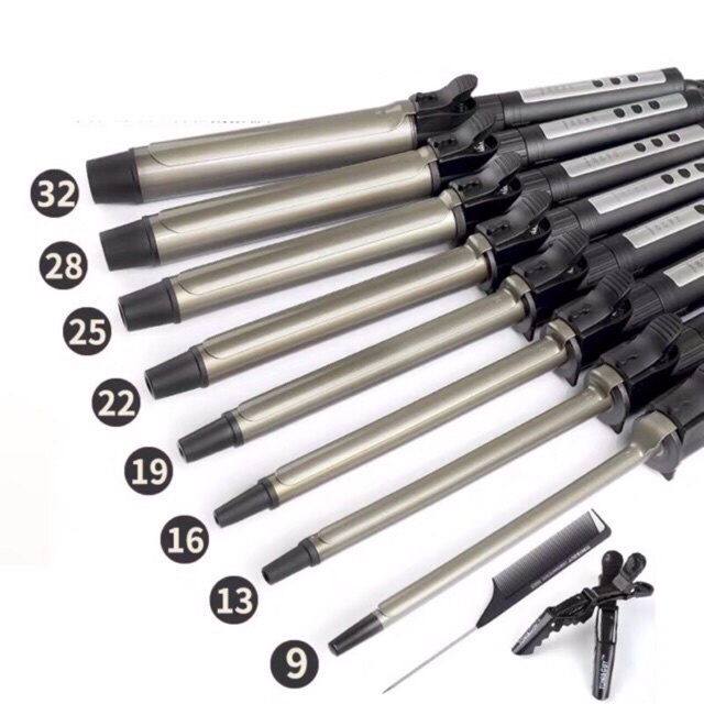 Máy uốn xoăn sóng hàn quốc, Máy uốn xoăn giả phi 9mm 13mm 16mm 19mm 22mm 25mm 28mm 32mm 38mm chuyên salon máy xám