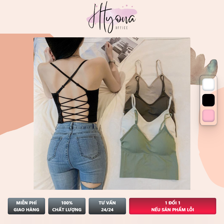 Áo hai dây crotop đan dây lưng có mút ngực co dãn 4 chiều