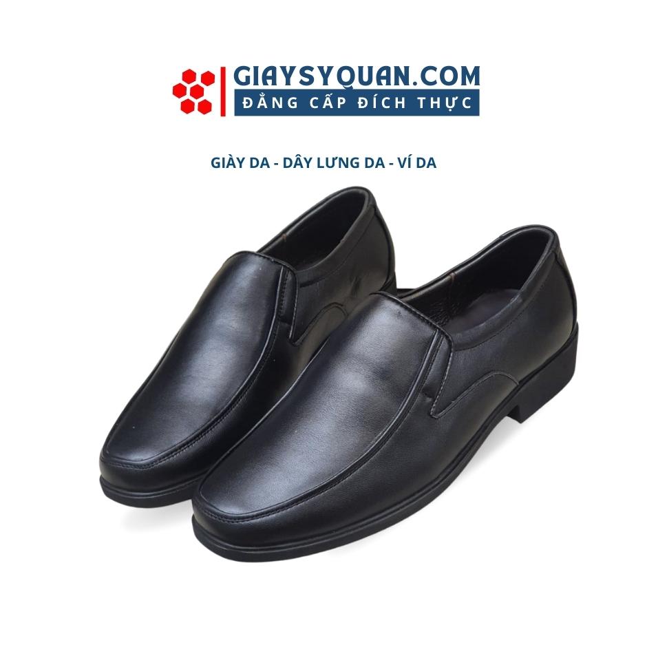 Giày lười Giày mọi nam cao cấp siêu bền có đế cao su khâu chắc chắn màu đen mịn