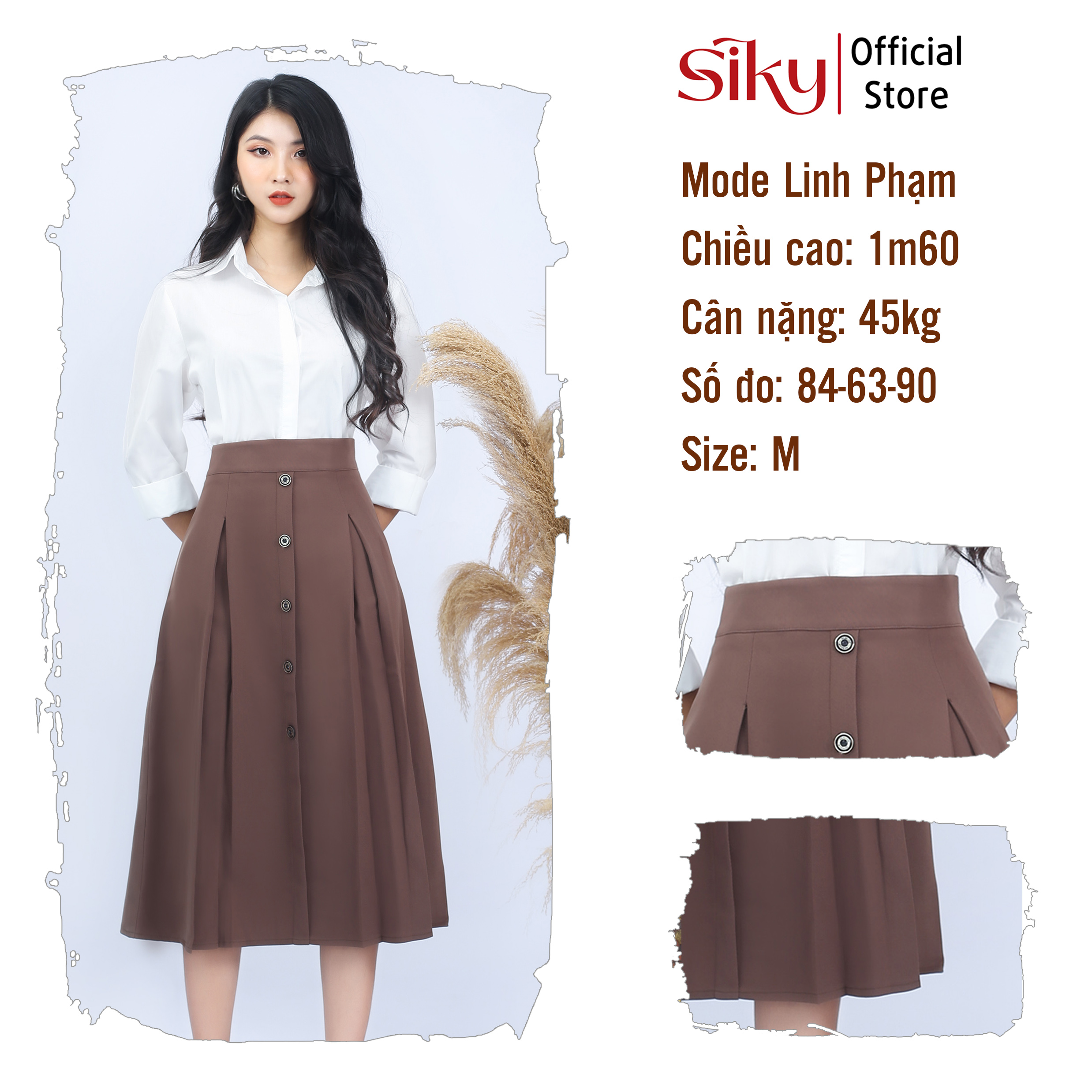 Chân váy công sở dáng dài 5 cúc hàng mới- SIKY -CV02