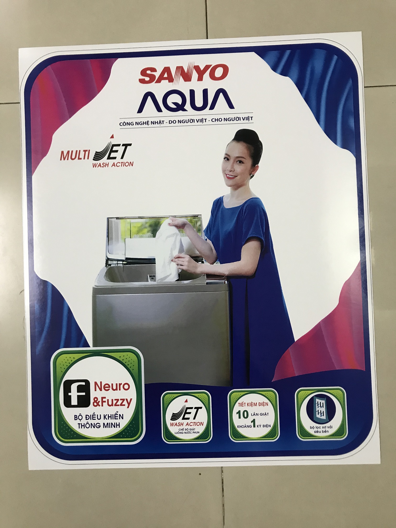 Tem dán máy giặt Sanyo Aqua / Miếng dán máy giặt Sanyo