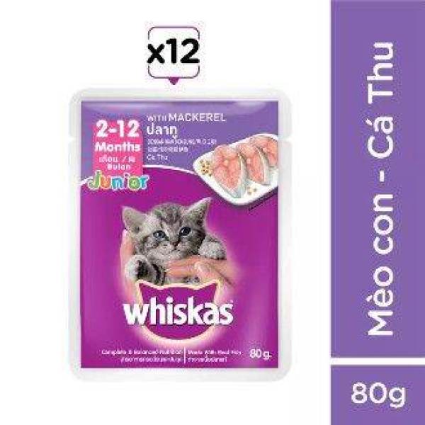 hàng chất lượng cao12 gói Pate Mèo Whiskas Junior Tuna 85ghàng chất lượng cao