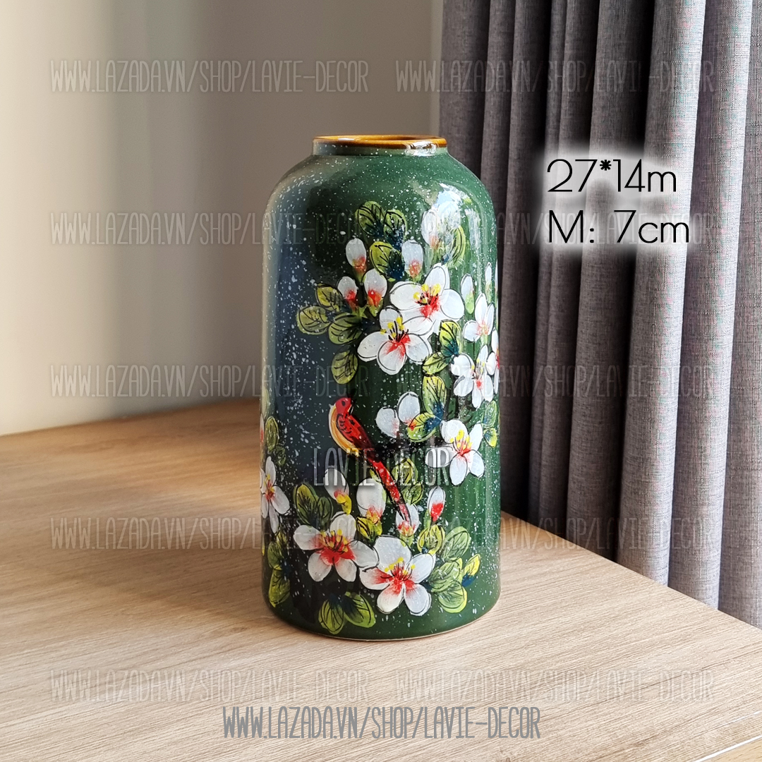 Lọ hoa gốm sứ vẽ thủ công Bát Tràng