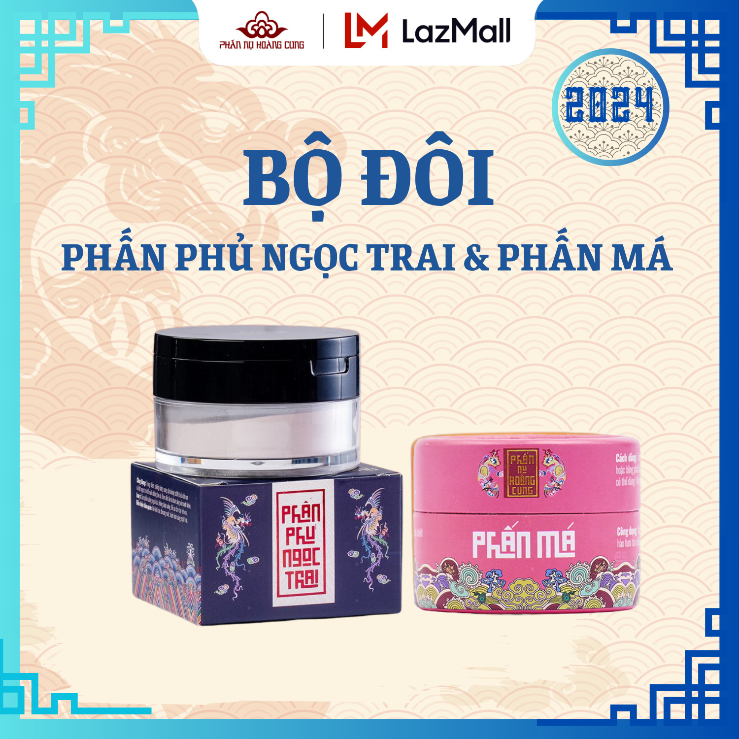 Bộ Đôi Phấn Phủ Ngọc Trai - Phấn Má Phấn Nụ Hoàng Cung