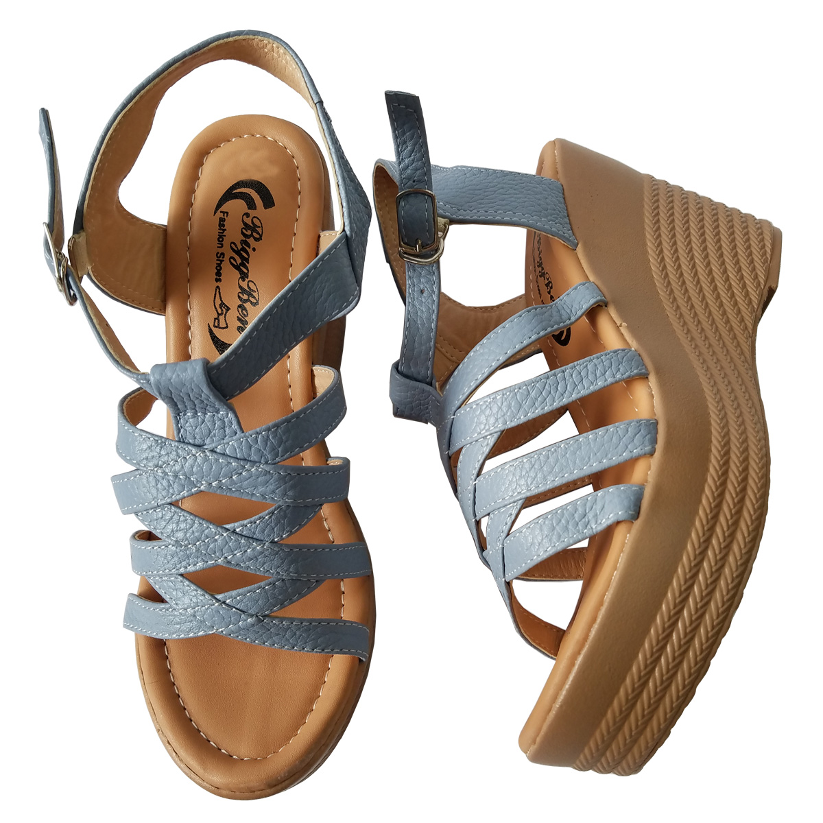 Giày Sandal Đế Xuồng Da Bò BIGBEN Cao 9 Phân DS5