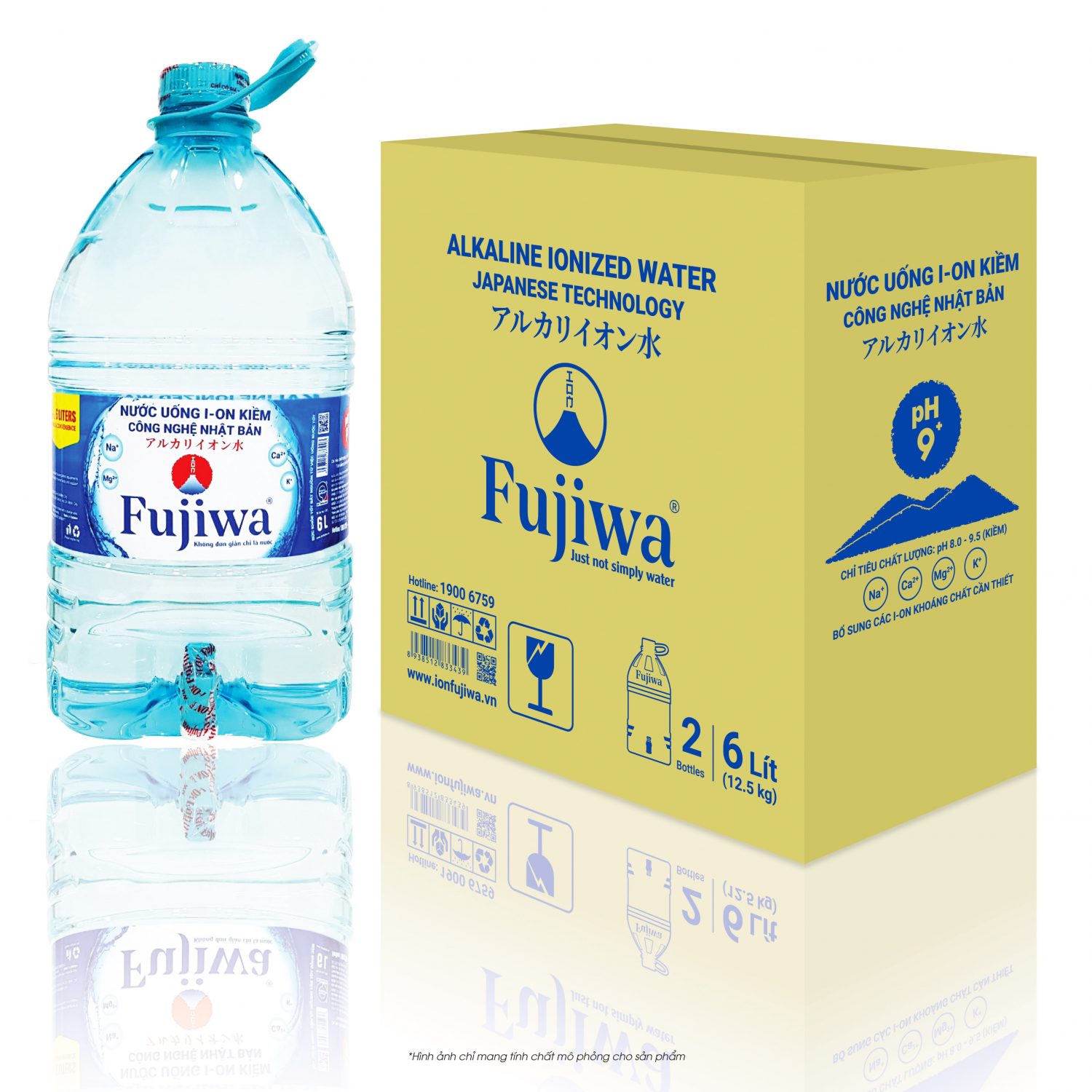 Nước uống ion kiềm Fujiwa 6L thùng 2 bình có vòi - Shop TiNii